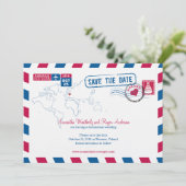 Polen Air Mail Wedding Save the Date (Staand voorkant)