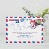 Polen Air Mail Wedding Save the Date (Staand voorkant)