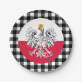 Polen Bord, Eagle, buffelplaid & Pools Vlag Papieren Bordje (Voorkant)