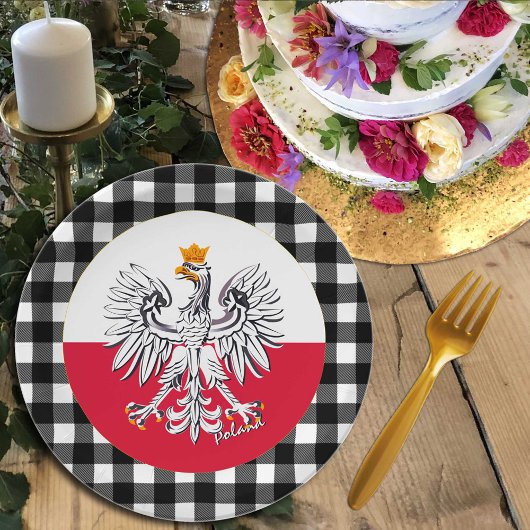 Polen Bord, Eagle, buffelplaid & Pools Vlag Papieren Bordje