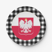 Polen Bord, gebuffel en Poolse vlag Papieren Bordje (Voorkant)
