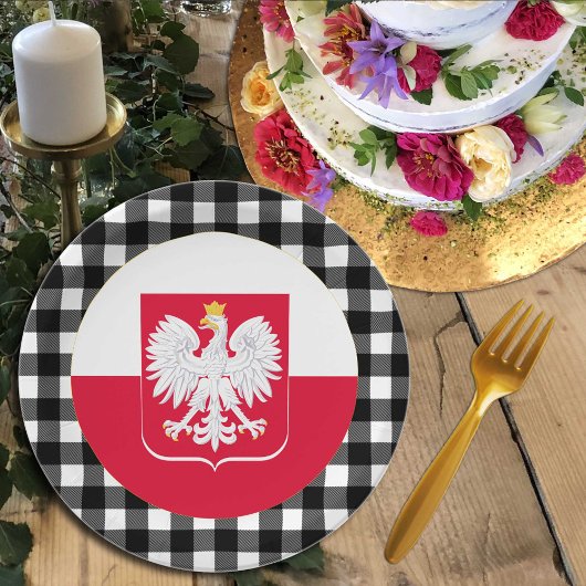 Polen Bord, gebuffel en Poolse vlag Papieren Bordje