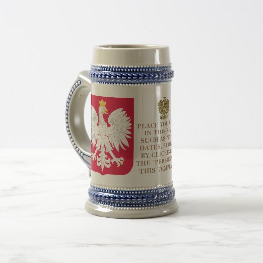 Polen Crest (Wapen) Gepersonaliseerd Bierpul (Voorkant links)