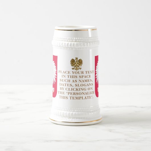 Polen Crest (Wapen) Gepersonaliseerd Bierpul (Center)