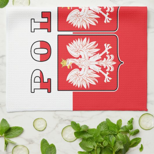 Polen Eagle Flag Shields Theedoek (Gevouwen)
