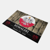 Polen en de Poolse vlag Rustic Wood/Familie Deurmat (Schuin)