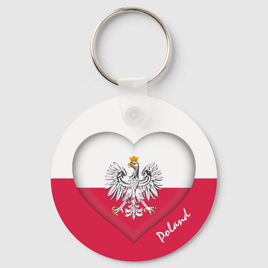 Polen en hart, Poolse vlag-mode/sport Sleutelhanger (Voorkant)