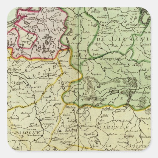 Polen en Litouwen Vierkante Sticker (Voorkant)
