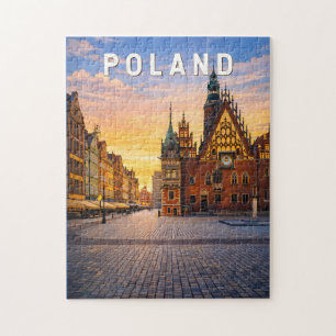Polen Illustratie Reis Kunst Vintage Legpuzzel