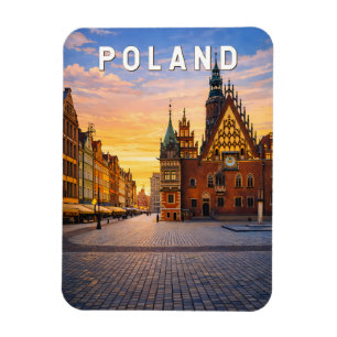 Polen Illustratie Reis Kunst Vintage Magneet
