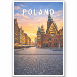 Polen Illustratie Reis Kunst Vintage Sticker