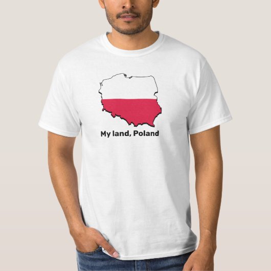 Polen Kaart en vlag gedrukt op T-shirt (Voorkant)