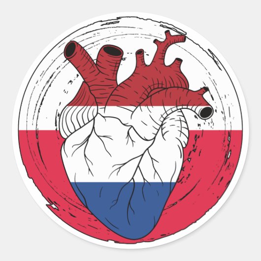 Polen Koningsdag Nederlands Hart Ronde Sticker (Voorkant)