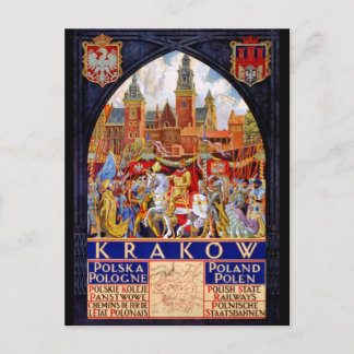 Polen Krakow Vintage Travel Poster teruggezet Briefkaart