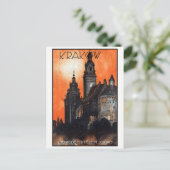 Polen Krakow Vintage Travel Poster teruggezet Briefkaart (Staand voorkant)
