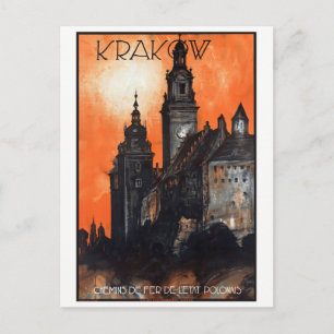 Polen Krakow Vintage Travel Poster teruggezet Briefkaart