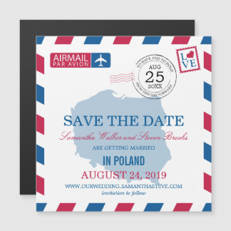 POLEN Luchtpost Save the Date Magnetische Uitnodiging
