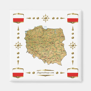 Polen Map + Flags Magnet