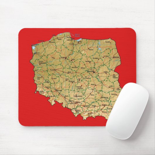 Polen Map Mousepad Muismat (Met muis)