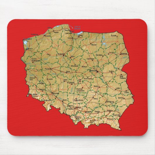 Polen Map Mousepad Muismat (Voorkant)