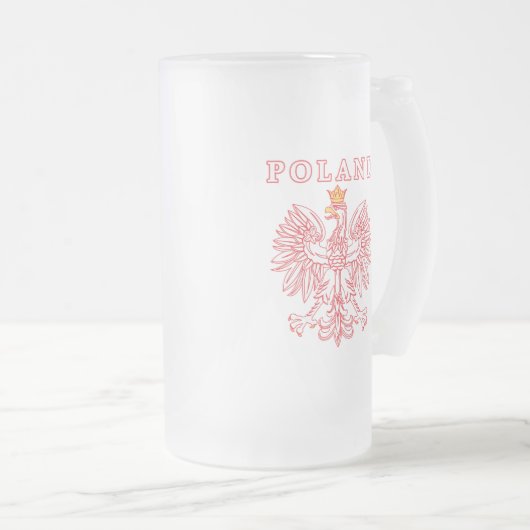 Polen met rode Poolse adelaar Matglas Bierpul (Voorkant rechts)
