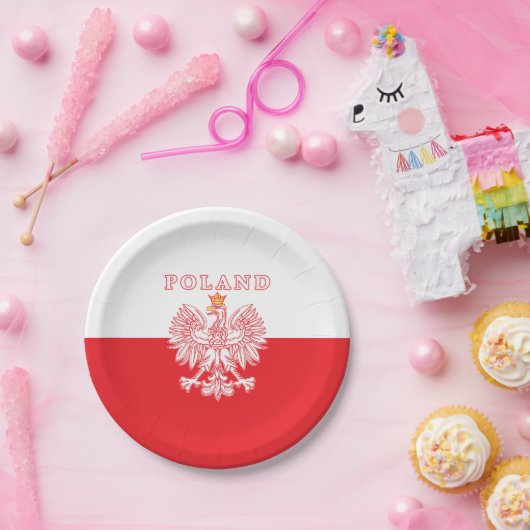 Polen met rode Poolse adelaar Papieren Bordje (Feest)