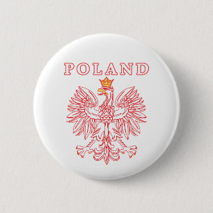 Polen met rode Poolse adelaar Ronde Button 5,7 Cm