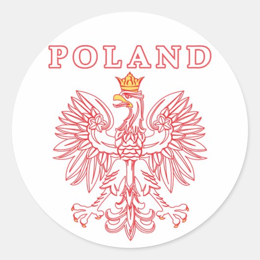 Polen met rode Poolse adelaar Ronde Sticker (Voorkant)