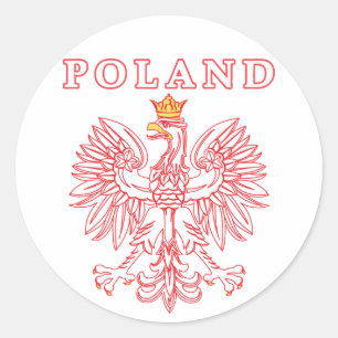 Polen met rode Poolse adelaar Ronde Sticker