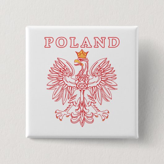 Polen met rode Poolse adelaar Vierkante Button 5,1 Cm (Voorkant)