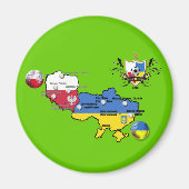 Polen Oekraïne 2012 Vlaggenkaart football Europacu Magneet (Voorkant)