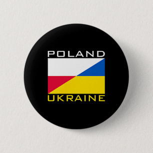 Polen Oekraine Vlag Ondersteuning Vriendschap Buur Ronde Button 5,7 Cm