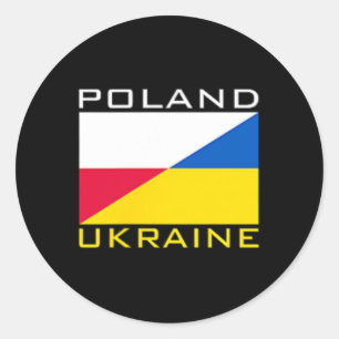 Polen Oekraine Vlag Ondersteuning Vriendschap Buur Ronde Sticker