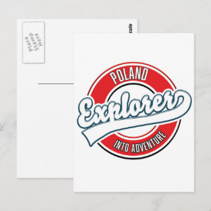 Polen ontdekkingsreiziger in avonturenlogo briefkaart