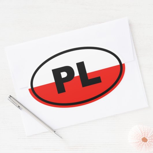 Polen PL Europees Ovale Sticker (Envelop)