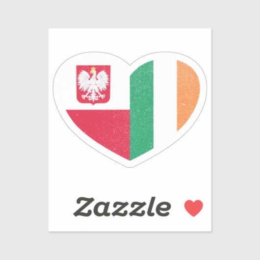 Polen Pools Ierland Iers hart liefde vlag Sticker (Vel)
