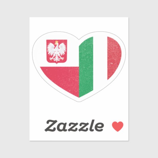 Polen Pools Italië Italiaanse hart liefde vlag Sticker (Vel)