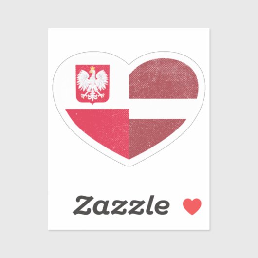 Polen Pools Letland Letse hart liefde vlag Sticker (Vel)