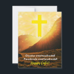 Polen: Poolse feestelijke paasmakerij Feestdagenkaart<br><div class="desc">Deze kaart heeft de Paschal-groet voor Pasen die zegt: "Christus is Risen. Hij is inderdaad Risen!" in het Pools.</div>