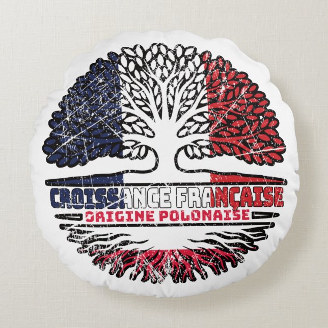 Polen Poolse Franse vlag - boomkorren Rond Kussen (Voorkant)