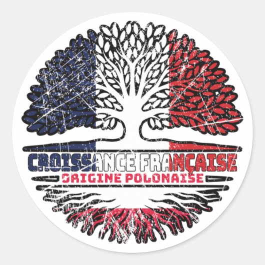 Polen Poolse Franse vlag - boomkorren Ronde Sticker (Voorkant)