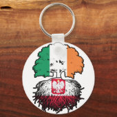 Polen Poolse Ierse vlag voor boomstammen Sleutelhanger (Voorkant)