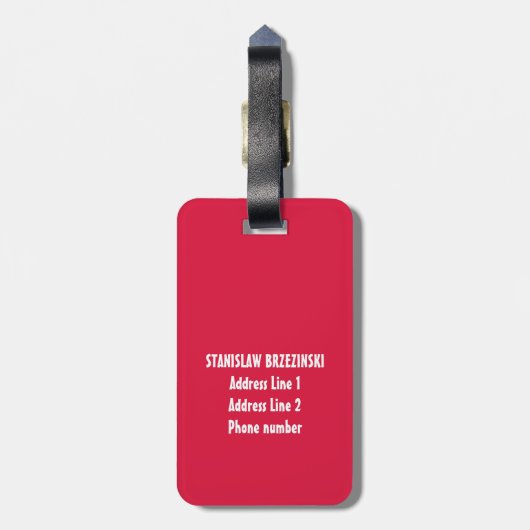 Polen Poolse Rode Witte Adelaar Polska Aangepaste  Bagagelabel (Achterkant verticaal)