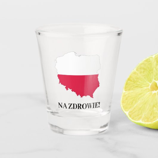 Polen Poolse vlag Kaart Na Zdrowie Cheers Shot Glas (Voorkant)