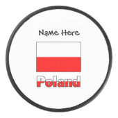 Polen Poolse Vlag Zwarte Personalisatie Hockey Puck (Voorkant)
