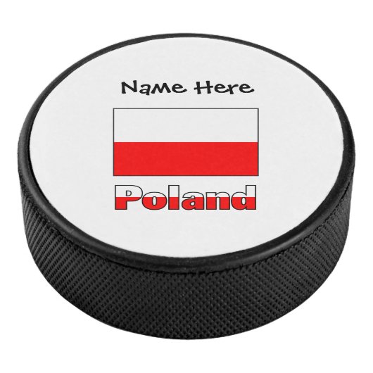 Polen Poolse Vlag Zwarte Personalisatie Hockey Puck (3/4)