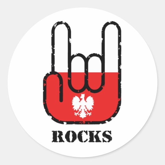 Polen Rocks Ronde Sticker (Voorkant)