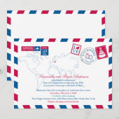 POLEN Rood Blauw Luchtpost Huwelijk Kaart (Voorkant / Achterkant)