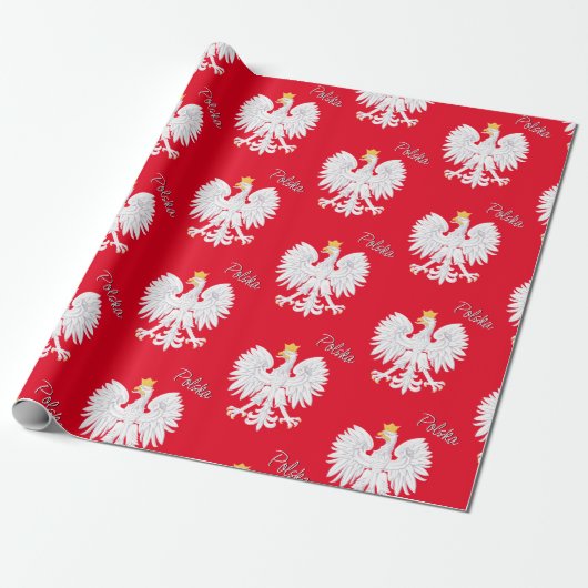 Polen Rood inpakpapier, Poolse adelaar, vlag Cadeaupapier (Uitgerold)