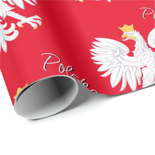 Polen Rood inpakpapier, Poolse adelaar, vlag Cadeaupapier (Rol Hoek)